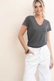 American Vintage |  Basic V-neck T-shirt Jacksonville | dark grey | Picture 2
