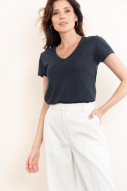 American Vintage |  Basic V-neck T-shirt Jacksonville | dark blue | Picture 2