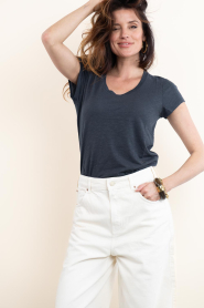 American Vintage |  Basic round neck T-shirt Jacksonville | dark blue | Picture 3