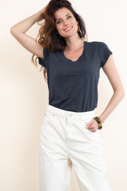 American Vintage |  Basic round neck T-shirt Jacksonville | dark blue | Picture 4