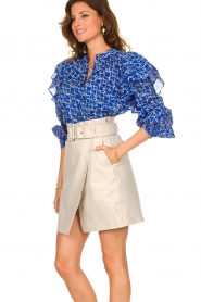 Second Female | Katoenen blouse met ruches Dayly | blauw  | Afbeelding 5