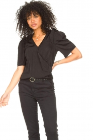 Aaiko |  Top with short puff sleeves Sami | black  | Picture 4