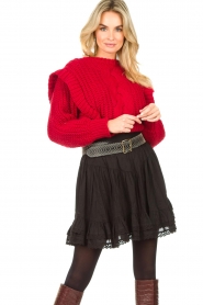 Aaiko :  Knitted sweater with puff sleeves Bizou | red - img5