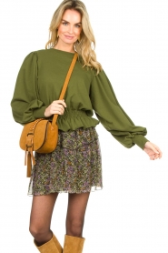 Freebird |  Sweater with smocked bottom Viccy | green  | Picture 2