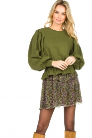 Freebird |  Sweater with smocked bottom Viccy | green  | Picture 6