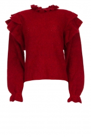 Silvian Heach |  Knitted sweater with ruffles Marser | red  | Picture 1
