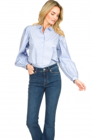 Lollys Laundry :  Blouse with puff sleeves Diddie | blue  - img4