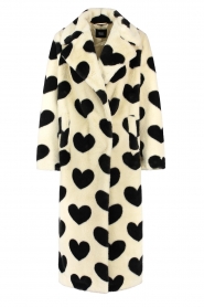Ibana |  Faux fur coat with print Claire Hearts | black  | Picture 1