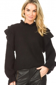 Silvian Heach |  Sweater with ruffle shoulders Marser | black  | Picture 9