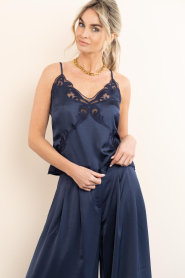 Dante6 |  Satin top with lace Ligne | dark blue | Picture 2