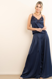 Dante6 |  Satin top with lace Ligne | dark blue | Picture 4