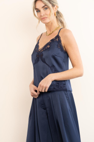 Dante6 |  Satin top with lace Ligne | dark blue | Picture 7