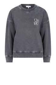Dante 6 | Washed sweater met logo Rhett | zwart  | Afbeelding 1