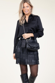 Ibana |  Leather skirt with frills Sivan | black  | Picture 2