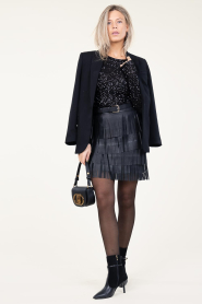 Ibana |  Leather skirt with frills Sivan | black  | Picture 3