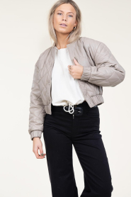 Ibana |  Leather padded jacket Jeromy | taupe  | Picture 5