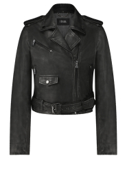 Ibana |  Black washed leather jacket Berry | black  | Picture 1