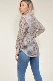 Ibana |  Leather blouse Tjez | taupe  | Picture 8