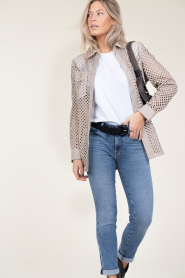 Ibana |  Leather blouse Tjez | taupe  | Picture 4