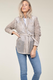 Ibana |  Leather blouse Tjez | taupe  | Picture 6