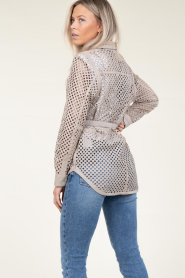 Ibana :  Leather blouse Tjez | taupe - img8