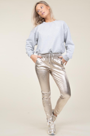 Ibana :  Stretch leather metallic pants Colette | light gold - img4