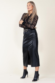 Ibana |  Non-stretch leather skirt Sanja | black  | Picture 3