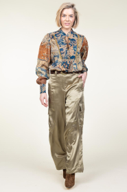 Mes Demoiselles |  Satin cargo trousers Silma | green  | Picture 3