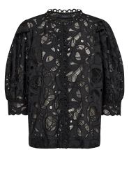 Copenhagen Muse | Kanten blouse met pofmouwen Mala | zwart  | Afbeelding 1