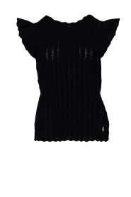 Kocca |  Fine knitted top with ruffles Curuana | black