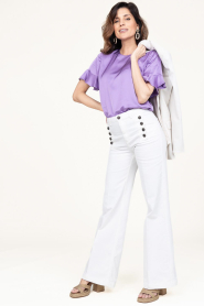 Twinset |  Wide leg denim with buttons Tara | white  | Picture 3