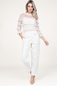 Twinset |  Luxe mesh top with ruffles Danique | natural   | Picture 3