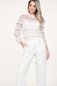 Twinset |  Luxe mesh top with ruffles Danique | natural   | Picture 5