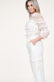 Twinset |  Luxe mesh top with ruffles Danique | natural   | Picture 6
