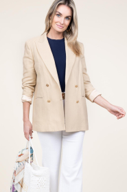 Twinset |  Linen double-breasted blazer Milou | beige  | Picture 2
