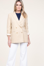 Twinset |  Linen double-breasted blazer Milou | beige  | Picture 5