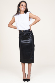 Second Female |  Faux leather stretch skirt Seema | black  | Picture 5