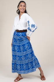 Lollys Laundry |  Maxi skirt with print Sunset | blue  | Picture 7