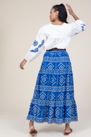 Lollys Laundry |  Maxi skirt with print Sunset | blue  | Picture 9