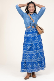 Lollys Laundry |  Maxi skirt with print Sunset | blue  | Picture 3