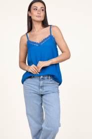 Lollys Laundry |  Viscose top with lace Viane | blue  | Picture 3