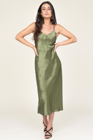 Greek Archaic Kori |  Satin maxi dress Zena | green  | Picture 2