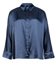 Greek Archaic Kori |  Satin blouse Maia | blue