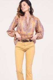 Antik Batik |  Cotton paisley print top Tajar | orange  | Picture 6