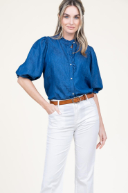 Louizon | Lyocell denim blouse Patricia | blauw  | Afbeelding 2