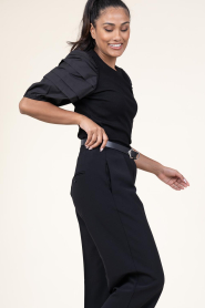 Dante 6 |  Jersey top with poplin sleeves Elyse | black  | Picture 6