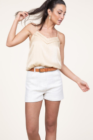 Aaiko |  Top with V-neck Vaxi | beige  | Picture 9