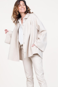 STUDIO AR |  Oversized wool mix cape jacket Arte | beige  | Picture 5