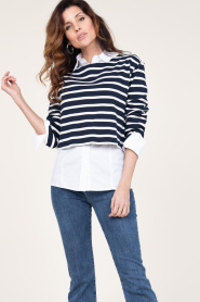Co'Couture |  Striped sweater Classic | blue  | Picture 2