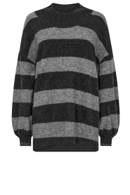 Co'Couture |  Mohair striped sweater Cozy | black  | Picture 1